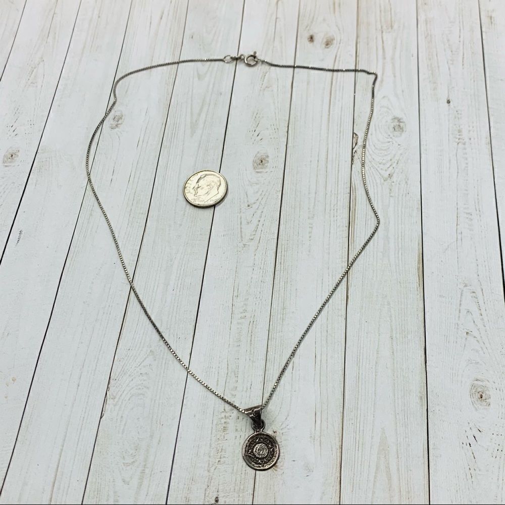 Sterling Silver Mexican Medallion Necklace‎